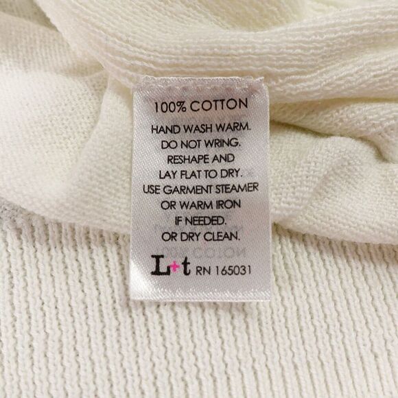 Label +Thread Goldie V Sweater Womens Medium Cream Knit Minimalist Timeless - Picture 10 of 16